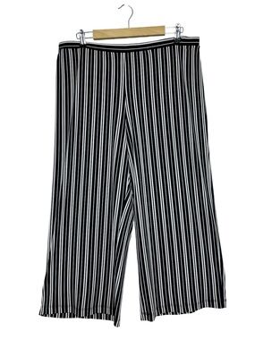 Ruby Rd Wide Leg Crop Pull On Pants  White Black Striped Work Beach City Boho L
